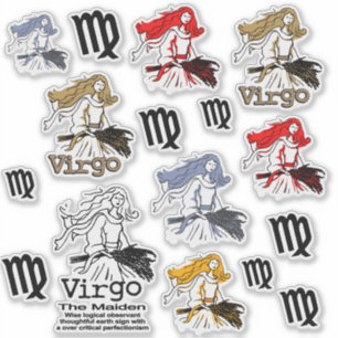 Virgo the Maiden zodiac art drawings and graphic Sticker