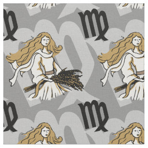 Virgo the Maiden zodiac art pattern fabric