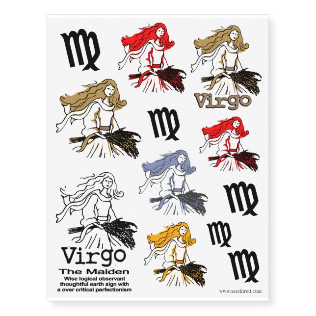 Virgo the Maiden zodiac art tattoos (Front)
