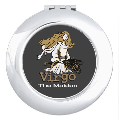 Virgo the Maiden zodiac grey mirror compact