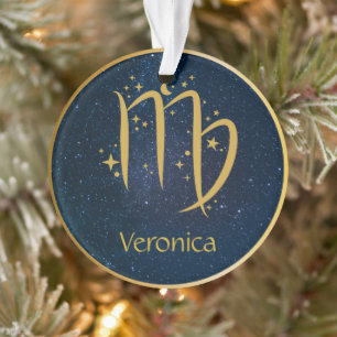 Virgo the Maiden zodiac symbol gold personalized Ornament