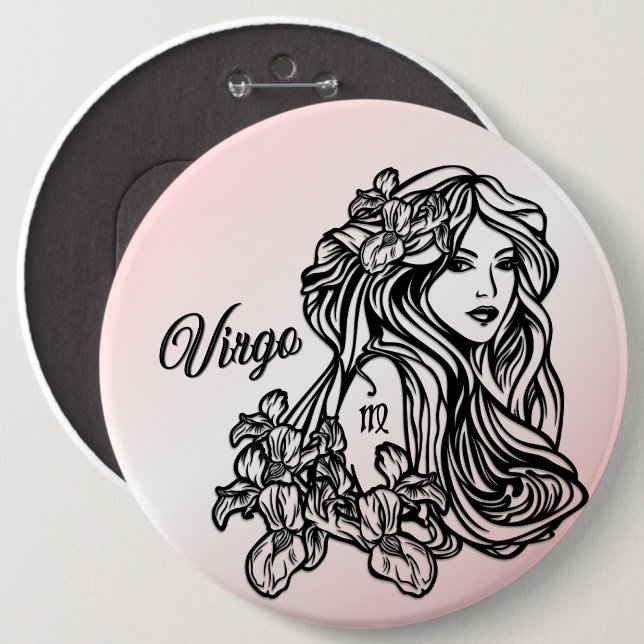 Virgo The Virgin Zodiac Button (Front & Back)