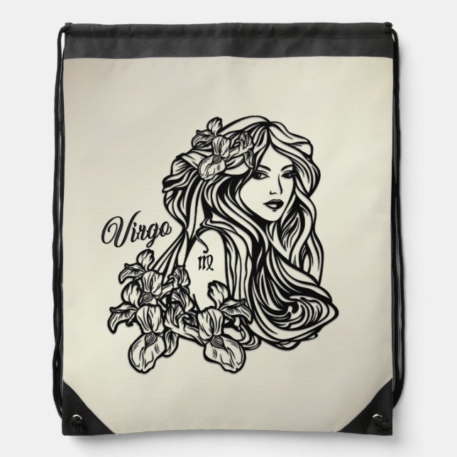 Virgo The Virgin Zodiac Drawstring Bag (Front)