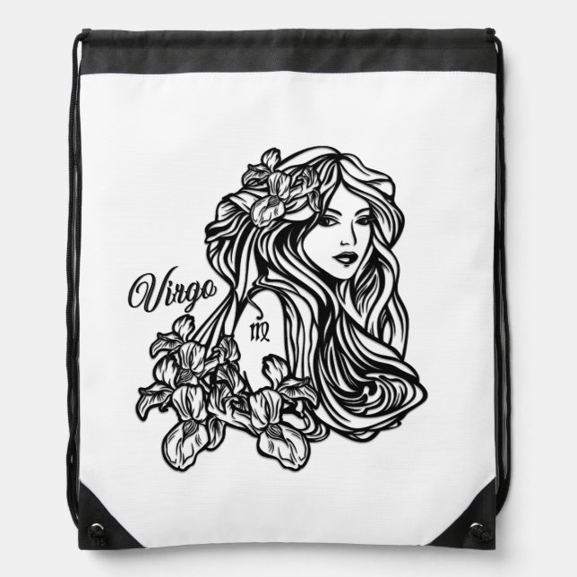 Virgo The Virgin Zodiac Drawstring Bag (Front)