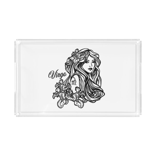 Virgo The Virgin Zodiac Glass Acrylic Tray (Front)