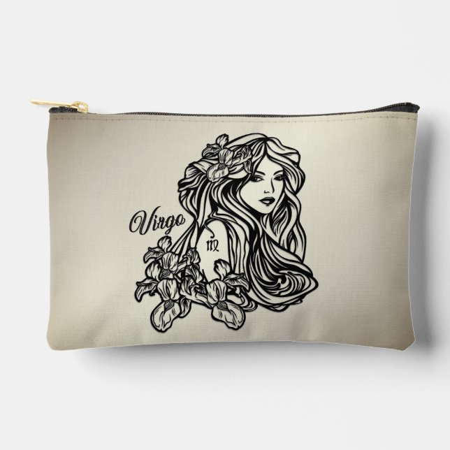 Virgo The Virgin Zodiac Golden Accessory Pouch (Front)