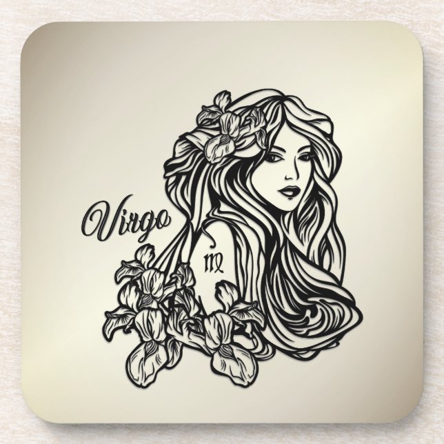 Virgo The Virgin Zodiac Golden Beverage Coaster (Front)