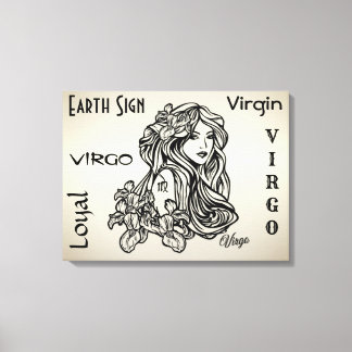 Virgo The Virgin Zodiac Golden Canvas Print