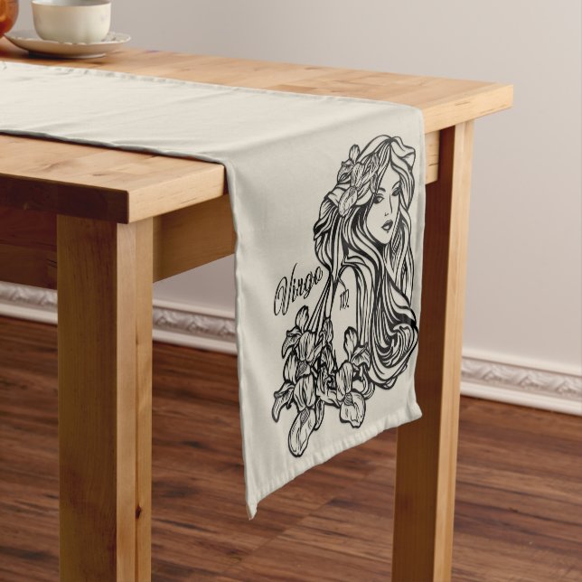 Virgo The Virgin Zodiac Golden Long Table Runner (In Situ)