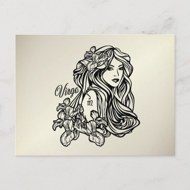Virgo The Virgin Zodiac Golden Postcard (Front)