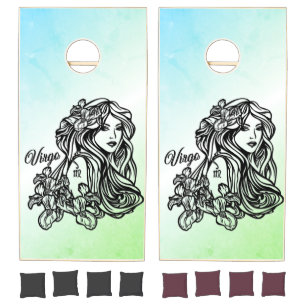 Virgo The Virgin Zodiac Green Cornhole Set