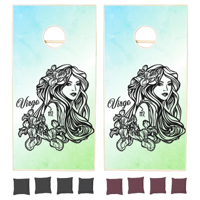 Virgo The Virgin Zodiac Green Cornhole Set (Set)