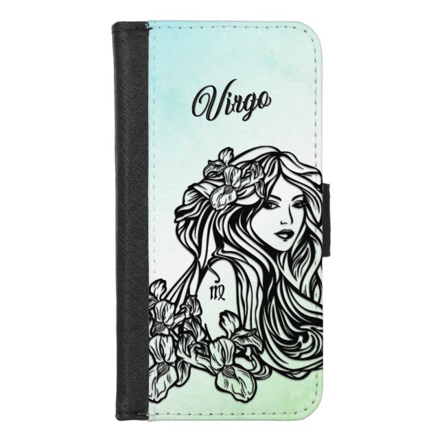 Virgo The Virgin Zodiac Green iPhone Wallet Case (Front)