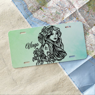Virgo The Virgin Zodiac Green License Plate