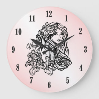 Virgo The Virgin Zodiac Pink Clock
