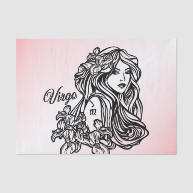 Virgo The Virgin Zodiac Pink Tissue Paper (Front)