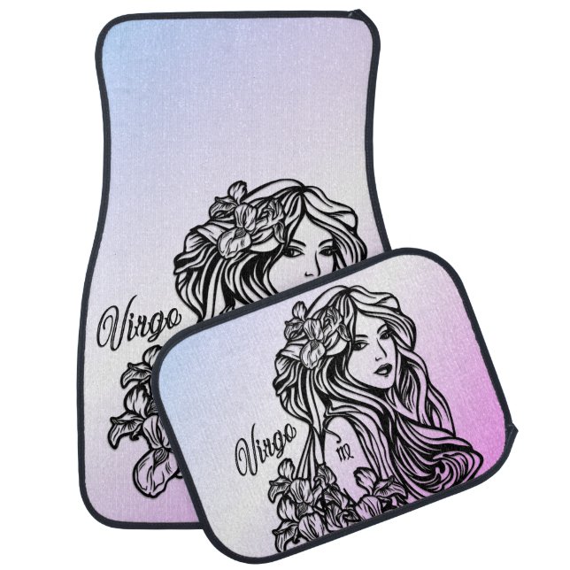 Virgo The Virgin Zodiac Purple Car Floor Mat (Set)