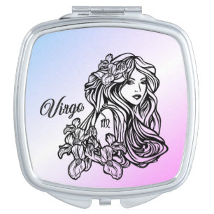 Virgo The Virgin Zodiac Purple Compact Mirror
