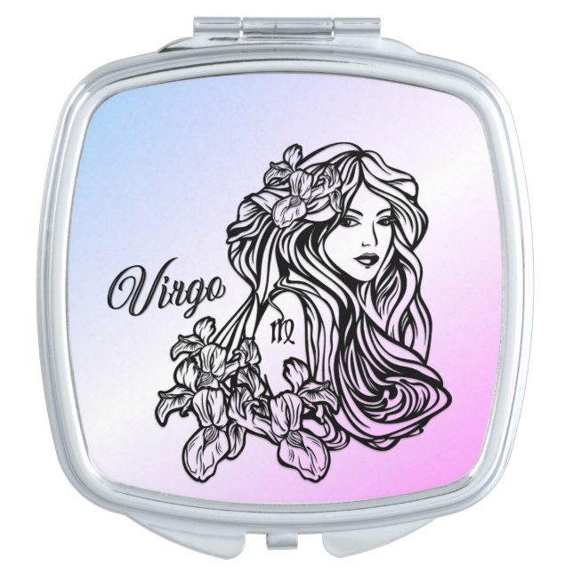 Virgo The Virgin Zodiac Purple Compact Mirror (Front)