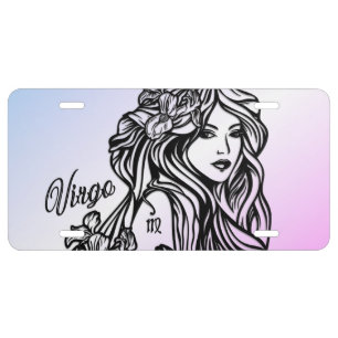 Virgo The Virgin Zodiac Purple License Plate