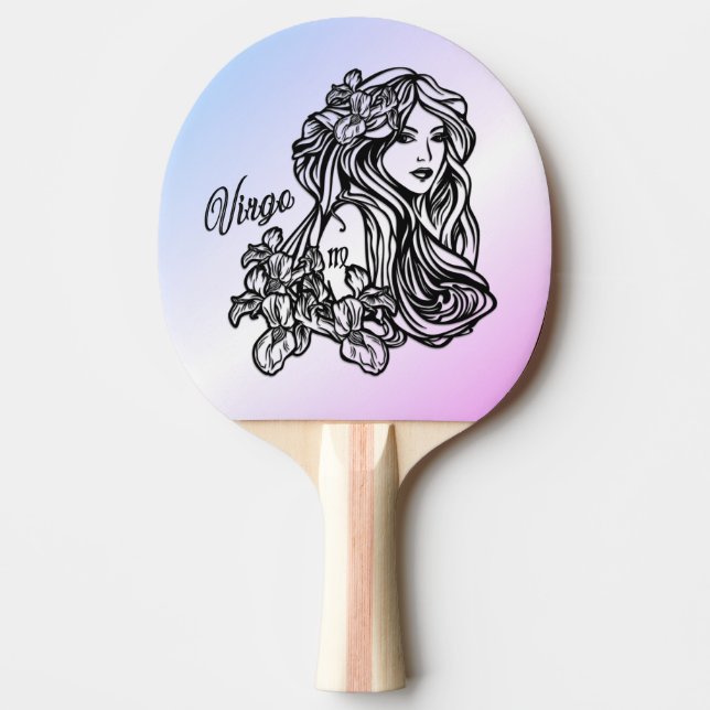 Virgo The Virgin Zodiac Purple Ping Pong Paddle (Front)