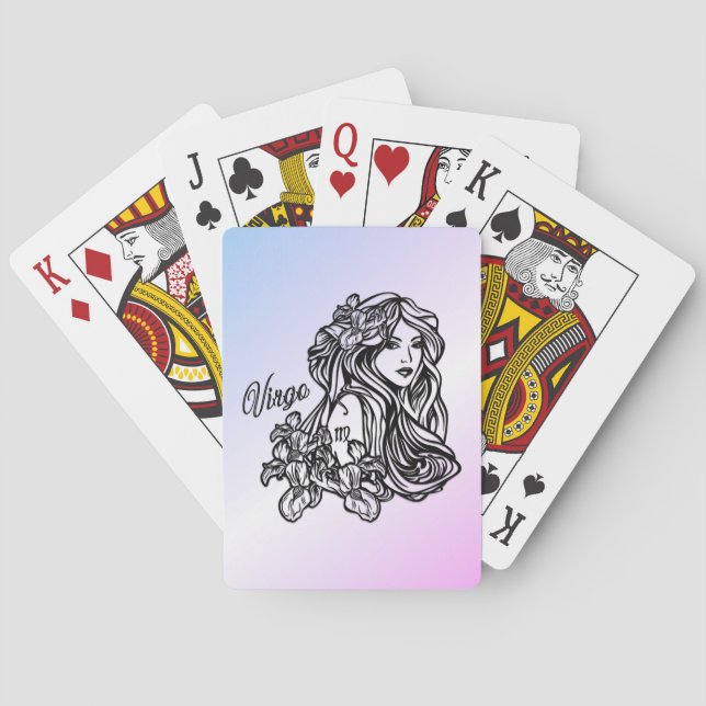 Virgo The Virgin Zodiac Purple Poker Cards (Back)