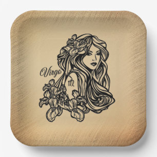 Virgo The Virgin Zodiac Rustic Paper Plates