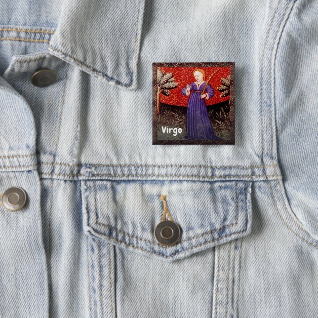 Virgo the Virgin Zodiac Sign Birthday Party Button (In Situ)