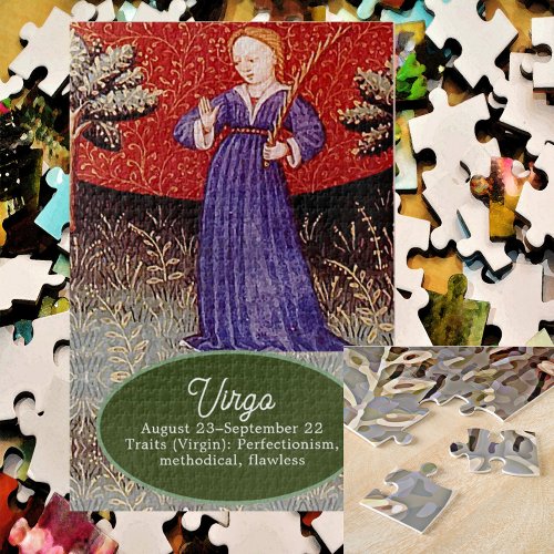 Virgo the Virgin Zodiac Sign Birthday Party Jigsaw Puzzle