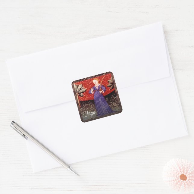 Virgo the Virgin Zodiac Sign Birthday Party Square Sticker (Envelope)