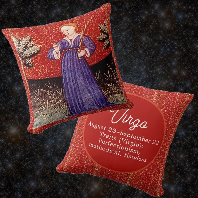 Virgo the Virgin Zodiac Sign Birthday Party Throw Pillow (Creator Uploaded)