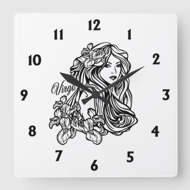 Virgo The Virgin Zodiac Square Wall Clock (Front)