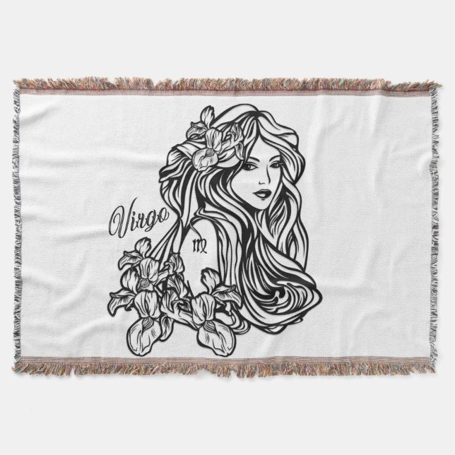 Virgo The Virgin Zodiac Throw Blanket (Front)