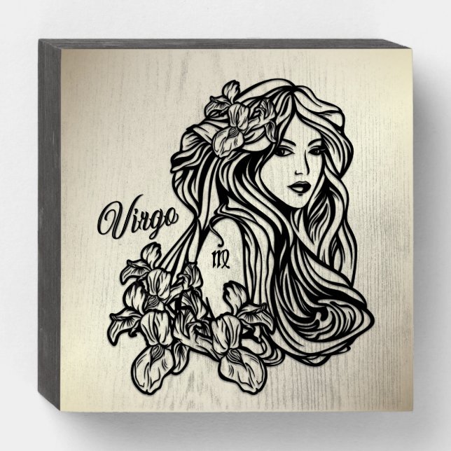 Virgo The Virgin Zodiac Wooden Box Sign (Front Horizontal)