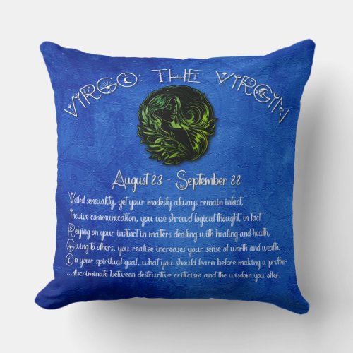 Virgo Throw Pillow 20 x 20