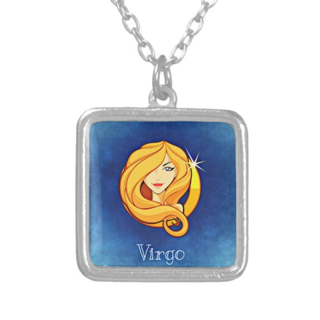 Virgo, Vergine Silver Plated Necklace (Front)