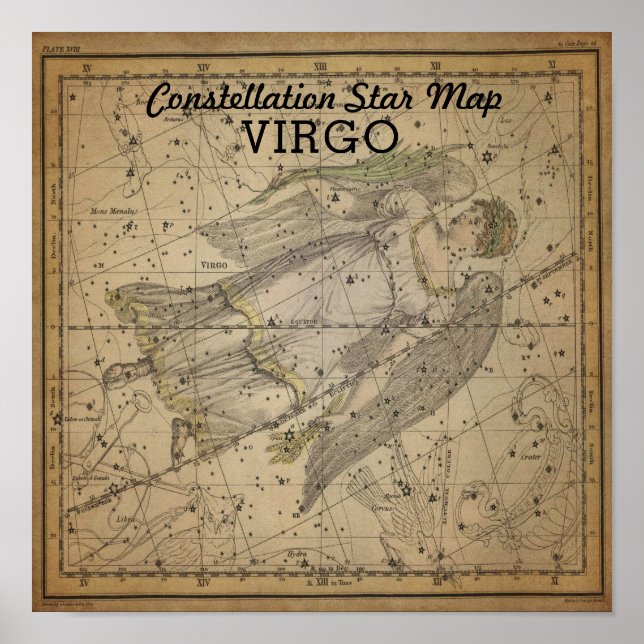 Virgo Virgin Constellation Star Map Bootes Sept Poster (Front)