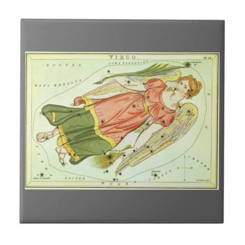 Virgo Virgin Vintage Constellation Uranias Mirror Ceramic Tile