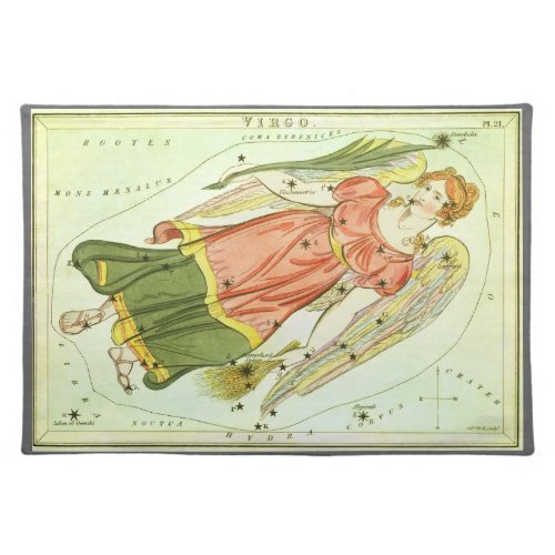 Virgo Virgin Vintage Constellation Uranias Mirror Cloth Placemat