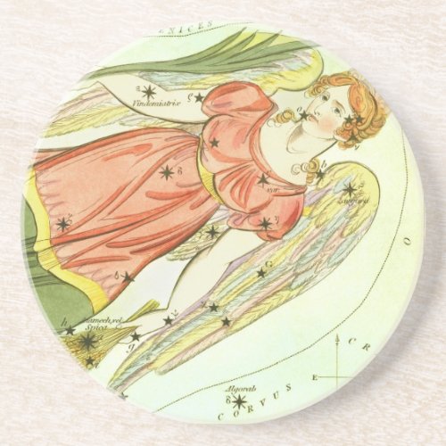 Virgo Virgin Vintage Constellation Uranias Mirror Coaster