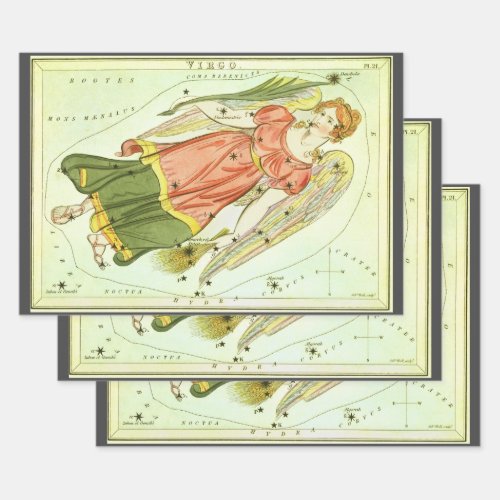 Virgo Virgin Vintage Constellation Uranias Mirror Wrapping Paper Sheets
