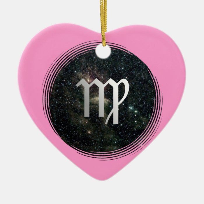 Virgo Virgin Zodiac Universe Birthday Pink Heart Christmas Ornaments