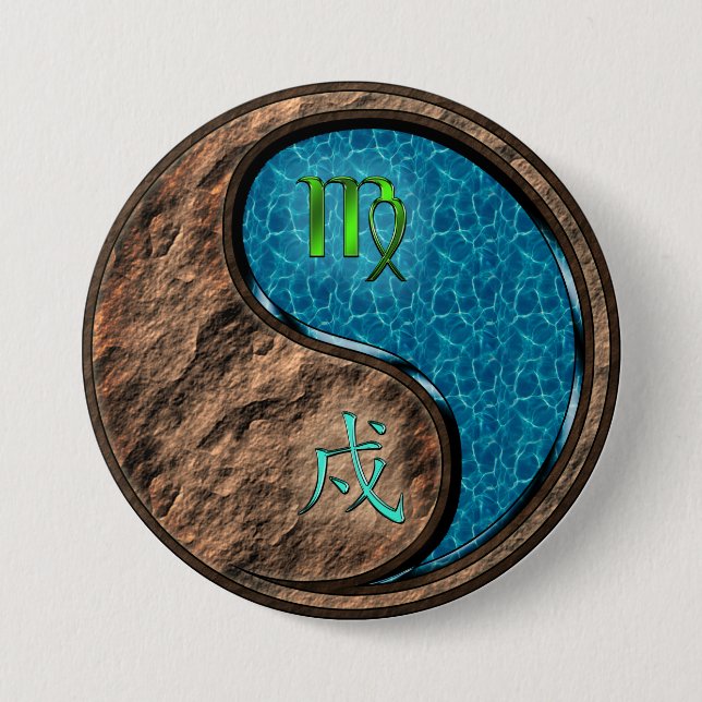 Virgo & Water Dog Button (Front)