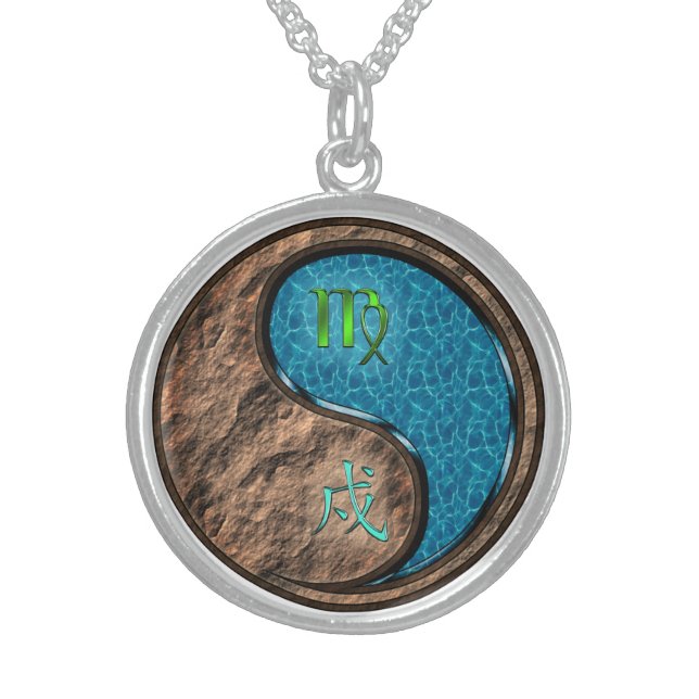 Virgo & Water Dog Sterling Silver Necklace (Front)