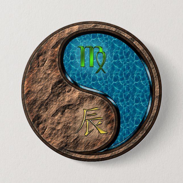 Virgo & Water Dragon Button (Front)