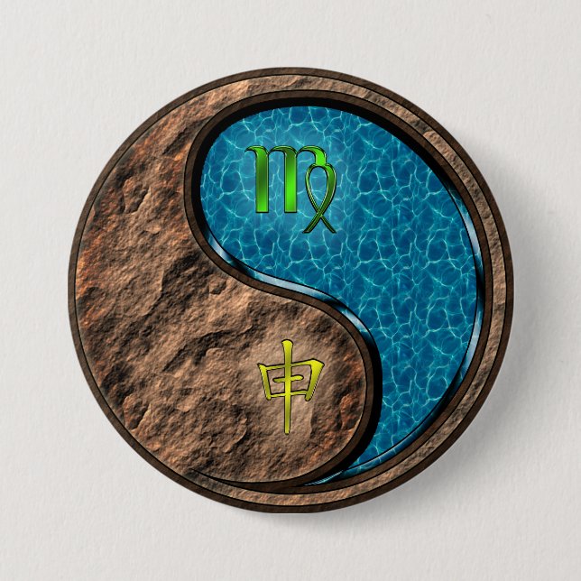 Virgo & Water Monkey Button (Front)