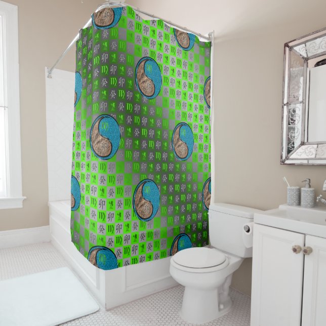 Virgo & Water Rabbit Shower Curtain (In Situ)