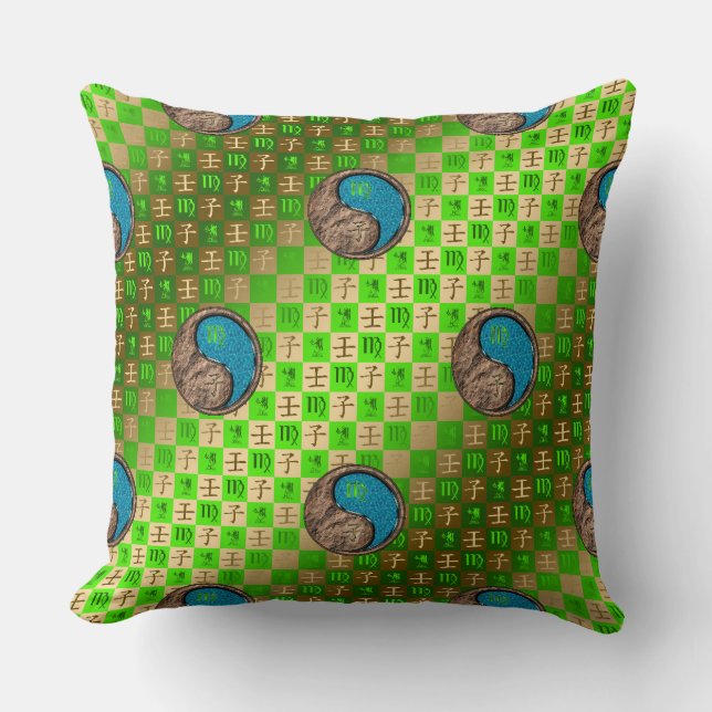 Virgo & Water Rat Throw Pillow (Front)