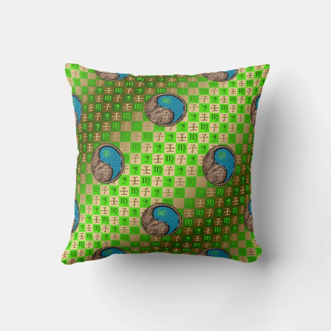 Virgo & Water Rat Throw Pillow (Back)
