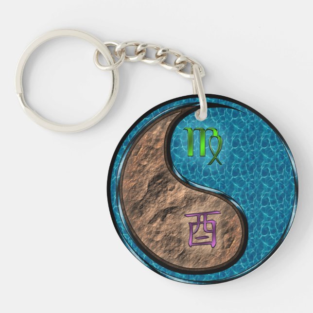Virgo & Water Rooster Keychain (Front)
